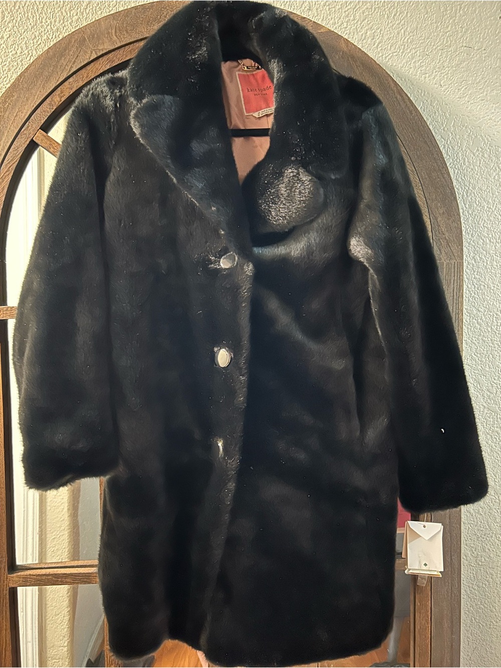 NWT KATE SPADE FAUX FUR JACKET - Women's Classic Button Jacket - Picture 3 of 5